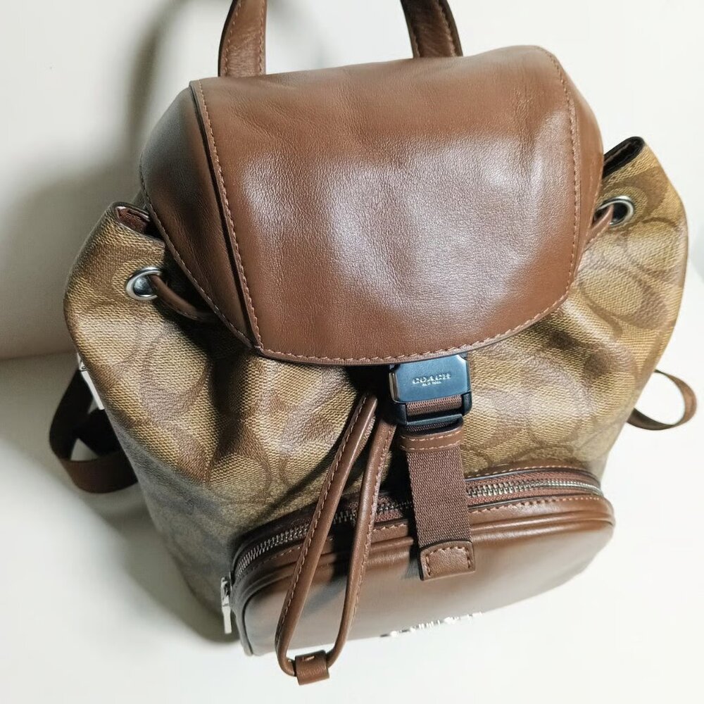 Coach Pace Backpack In Signature Canvas Khaki Saddle CR130 - Picture 6 of 11